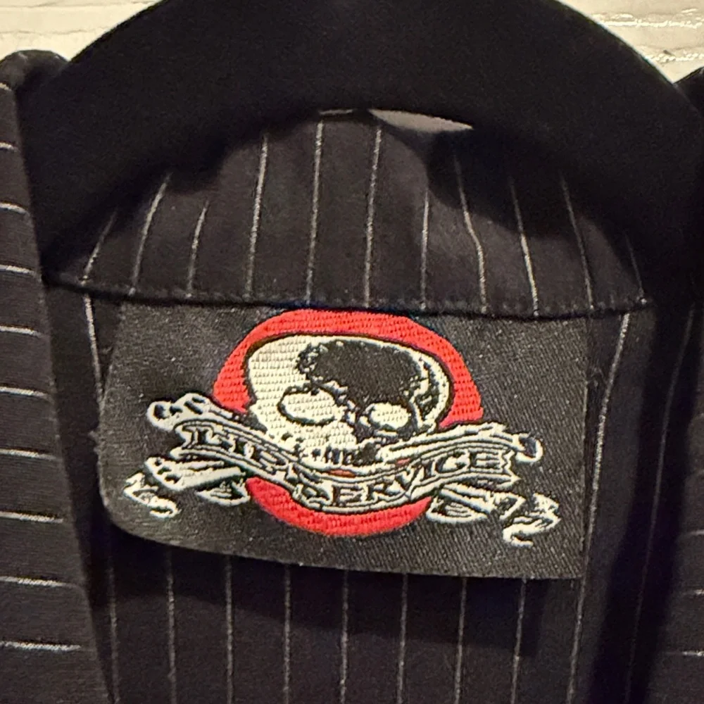 Vintage Lip Service Men’s Goth Pinstripe Jacket Size XL Authentic RN79627 - Picture 2 of 14